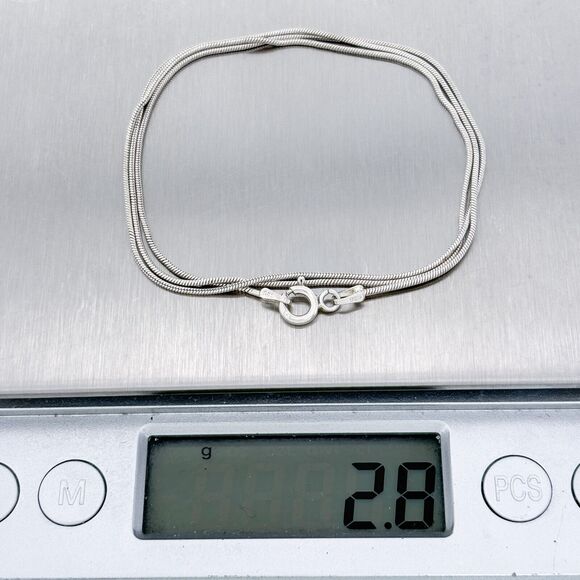 Vintage Sterling Silver 925 0.8mm Snake Chain Necklace 19" - Picture 3 of 3